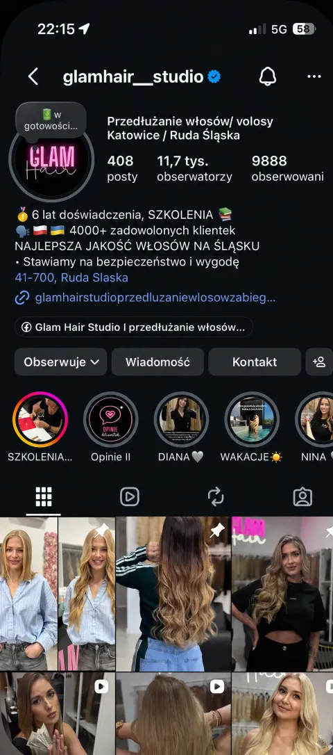 Profil glamhair__studio na Instagramie – 11,7 tys. obserwujących